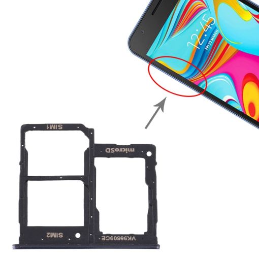 Samsung Galaxy A2 Core SM-A260 SIM Card Tray + Micro SD Card Tray (Black) - 1