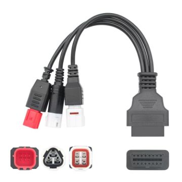 Picture of For Honda/Yamaha 3 in 1 OBDII Female to 3 Pin+4 Pin+6 Pin Motorcycle Connector Cable (Red)
