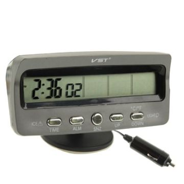 Picture of 3.6 inch LCD Car Digital Thermometer with Time/Date/Week/Alarm/Car Storage Battery Voltage Display (Black)