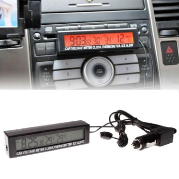 Picture of Car Inside And Outside Dual Temperature+Clock+Voltage LED Electronic Display (Orange+Blue)