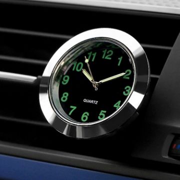 Picture of Car Clock Night Light Electronic Clock Car Decoration Quartz (Silver Border)