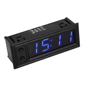 Picture of 3 in 1 DC5-50V Car High-precision Electronic LED Luminous Clock + Thermometer + Voltmeter (Blue)