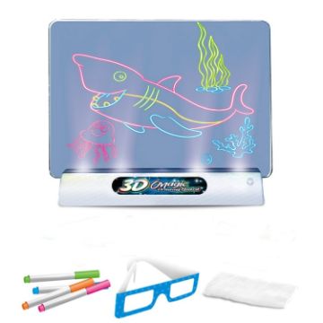 Picture of 3D Fluorescent Drawing Board Magic Luminous Graffiti Puzzle Children Drawing Board (Space Version)