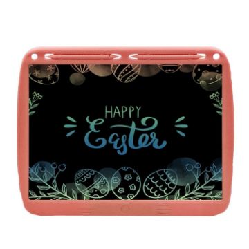 Picture of 15inch Charging Tablet Doodle Message Double Writing Board LCD Children Drawing Board, Specification: Colorful Lines (Pink)