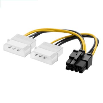 Picture of 18cm Y Shape 8 Pin PCI Express to Dual 4 Pin Molex Graphics Card Power Cable