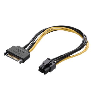 Picture of 20cm SATA 15 Pin to 6 Pin PCI Express Graphics Video Card Sata Power Cable