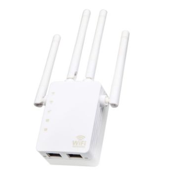 Picture of 5G/2.4G 1200Mbps WiFi Range Extender WiFi Repeater With 2 Ethernet Ports US Plug White