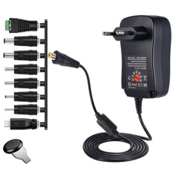 Picture of 30W USB Interface Adjustable Power Adapter With Power Monitoring LED Light, Specification: EU Plug