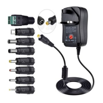 Picture of 30W USB Interface Adjustable Power Adapter With Power Monitoring LED Light, Specification: UK Plug