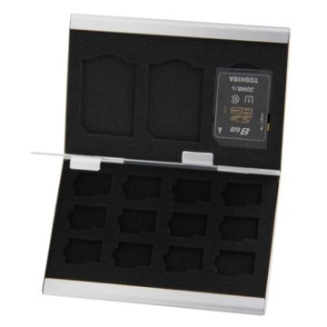 Picture of 15 in 1 Memory Card Aluminum Alloy Protective Case Box for 3 SD + 12 TF Cards (Silver)