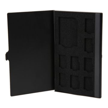 Picture of 1SD+ 8TF Aluminum Micro SD Cards Holder Pin Storage Box 9 solts for SD/SIM/TF Memory Card (Black)