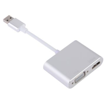 2 in 1 USB 3.0 to HDMI + VGA Adapter - Silver - 1