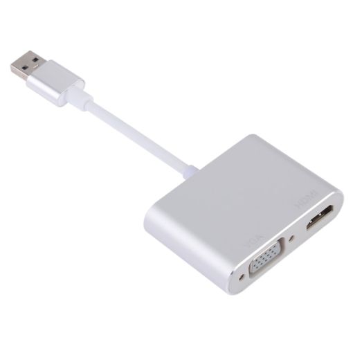2 in 1 USB 3.0 to HDMI + VGA Adapter - Silver - 1