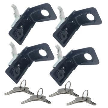 Picture of 4 PCS Adjustable Black Paddle Entry Door Latch & Keys Tool Box Lock for Trailer/Yacht/Truck