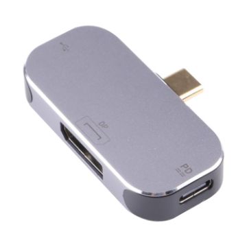 3 in 1 USB-C/Type-C Male to Dual USB-C/Type-C + DP Female Adapter - 1