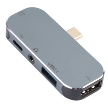 5 in 1 USB-C Male to Dual USB-C + 3.5mm AUX Adapter - 1