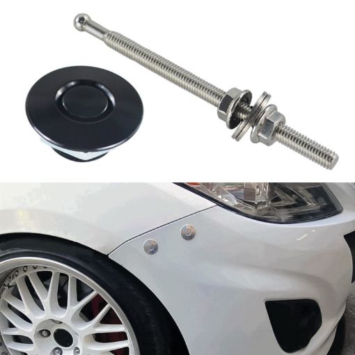 Stainless Steel Quick-pins Push Button Hood Pins Kit (Black) - 1