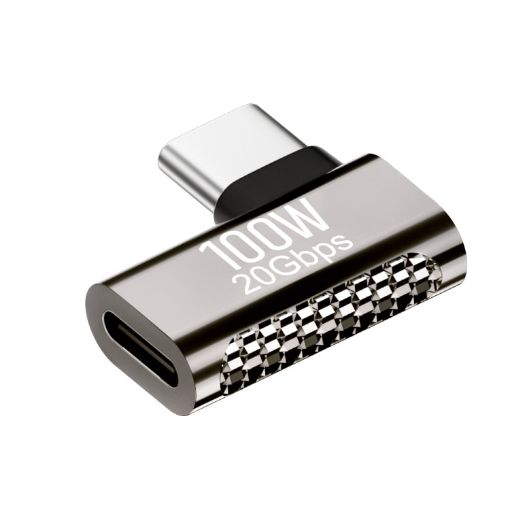 100W Type-C Male to Type-C Female 20Gbps Adapter - Side Bend - 1