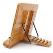 Picture of Wood Tablet Bookends Bracket Cookbook Textbooks Document Bamboo Foldable Reading Rest Book Stand, Type:Hollow Small