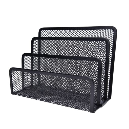 Black Mesh Letter Sorter Tray - Office File Storage Rack - 1
