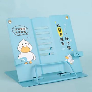 Picture of Adjustable Metal Children Reading Stand Cartoon Desktop Book Holder, Color: Duck Blue