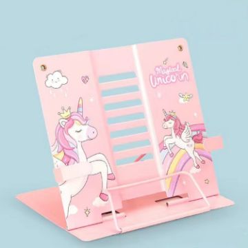 Picture of Adjustable Metal Children Reading Stand Cartoon Desktop Book Holder, Color: Rainbow Unicorn