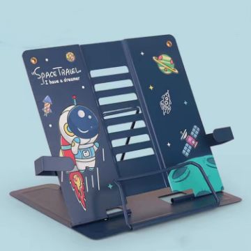 Picture of Adjustable Metal Children Reading Stand Cartoon Desktop Book Holder, Color: Astronaut