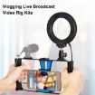 Picture of PULUZ 2 in 1 Vlogging Live Broadcast Smartphone Video Rig + 4.7" Ring LED Selfie Light Kit for iPhone, Galaxy, Huawei (Blue)