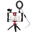 Picture of PULUZ 4-in-1 Vlogging Live Broadcast Smartphone Video Rig Kit with LED Selfie Light, Microphone, Tripod Mount - Compatible with iPhone, Galaxy (Red)
