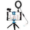 Picture of PULUZ 4-in-1 Vlogging Live Broadcast Smartphone Video Rig Kit with LED Selfie Light, Microphone, Tripod Mount - Compatible with iPhone, Galaxy (Blue)