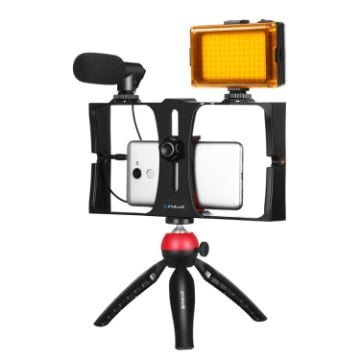 Picture of PULUZ 4 in 1 Vlogging LED Selfie Light Kit with Microphone for iPhone & Android (Red)