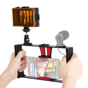 Picture of PULUZ 2 in 1 Vlogging LED Selfie Light Smartphone Video Rig Kit (Red)