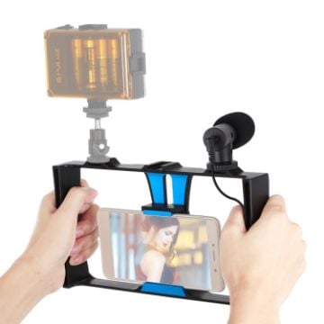 Picture of PULUZ 2 in 1 Live Broadcast Smartphone Video Rig + Microphone Kits for iPhone, Galaxy, Huawei, Xiaomi, HTC, LG, Google, and Other Smartphones (Blue)