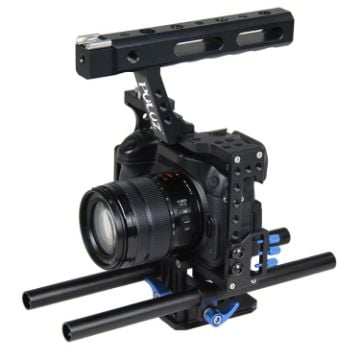 Picture of PULUZ Camera Cage Handle Stabilizer for Sony A7/A7S/A7R, A7 II/A7R II/A7S II, A7R III/A7S III, A7R IV, A6000, A6500, A6300, Panasonic GH4 (Blue)