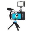 Picture of PULUZ 4 in 1 Bluetooth Vlogging Kit with LED Light, Microphone, Tripod Mount for iPhone, Galaxy, Huawei (Blue)