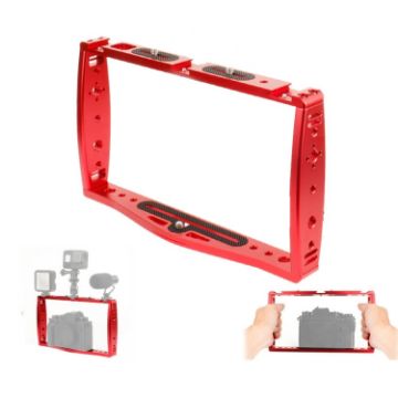 Picture of Diving Dual Handheld Grip Bracket Stabilizer Extension Phone Clamp Camera Rig Cage Underwater Case for GoPro HERO9/8/7, Colour: Red