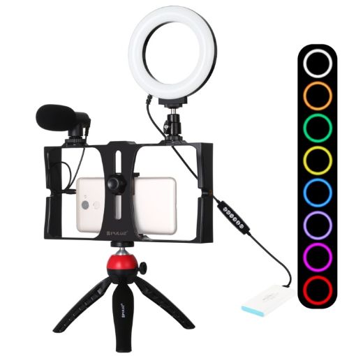 PULUZ 4 in 1 Vlogging Kit with RGBW Ring LED Selfie Light - 1