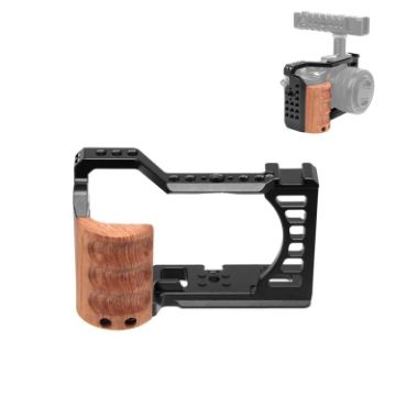 Picture of For Sony Alpha 7C/ILCE-7C/A7C PULUZ Wood Handle Metal Camera Cage Stabilizer Rig