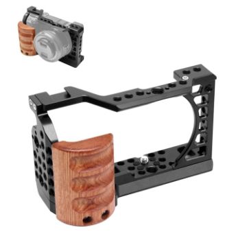 Picture of For Sony A6400/A6300/A6100/A6000 PULUZ Wood Handle Metal Camera Cage Stabilizer Rig