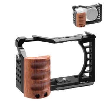 Picture of For Sony ZV-E1 PULUZ Wood Handle Metal Camera Cage Stabilizer Rig