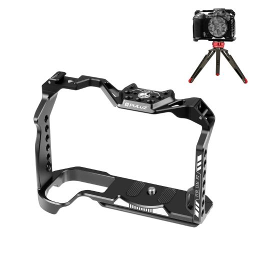 Canon EOS R7 PULUZ Metal Camera Cage Stabilizer Rig - Black - 1