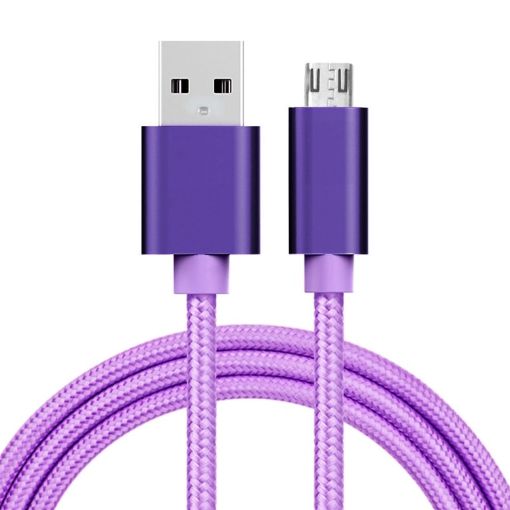 1m 3A Woven Style Micro USB to USB Data/Charger Cable Purple - 1
