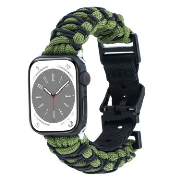 Picture of For Apple Watch Series 3 42mm Dual-layer Braided Paracord Buckle Watch Band (Army Green Black)