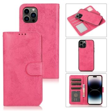 Picture of For iPhone 15 Pro Max 2 in 1 Detachable Phone Leather Case (Pink)