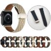 Picture of For Apple Watch 42mm Rhombus Pattern Magnetic Folding Buckle Leather Watch Band (Creamy White)
