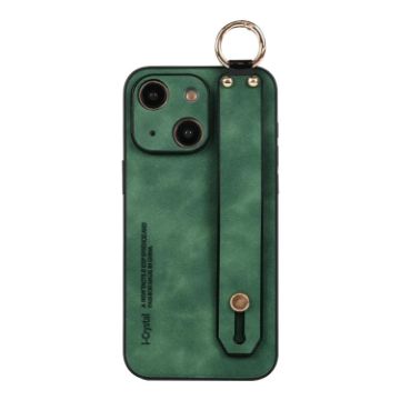 Picture of For iPhone 14 Lambskin Wristband Holder Phone Case (Green)