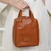 Picture of PU Leather Handheld Makeup Bag Travel Large Capacity Portable Cosmetics Storage Bag, Color: Dark Brown