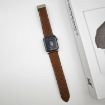 Picture of For Apple Watch Ultra 2 49mm Rhombus Pattern Magnetic Folding Buckle Leather Watch Band (Dark Brown)