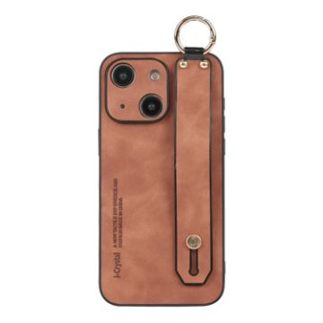 Picture of For iPhone 13 Lambskin Wristband Holder Phone Case (Khaki)