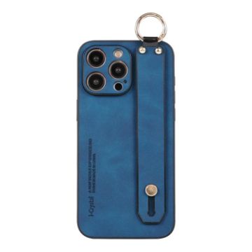 Picture of For iPhone 15 Pro Max Lambskin Wristband Holder Phone Case (Blue)